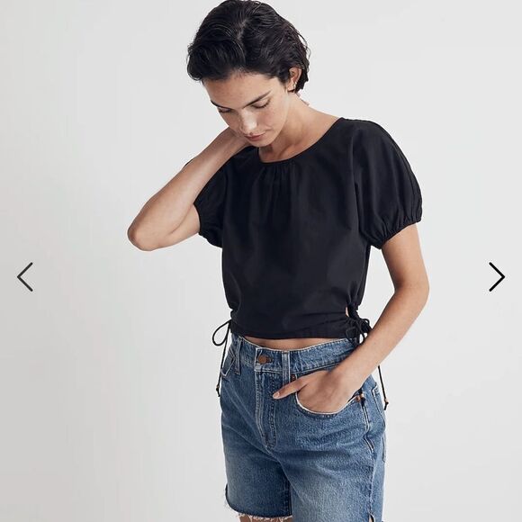Madewell Puff Sleeve Crop Top - Picture 1 of 12